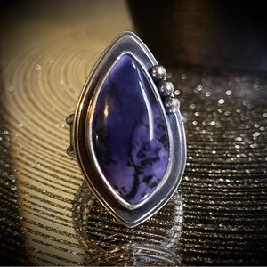 Tiffany Stone Sterling Silver Textured Ring by Artisan new